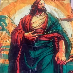 Jesus with a flock of sheep blanket